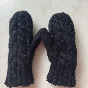 Cozy Black Knit Mittens
